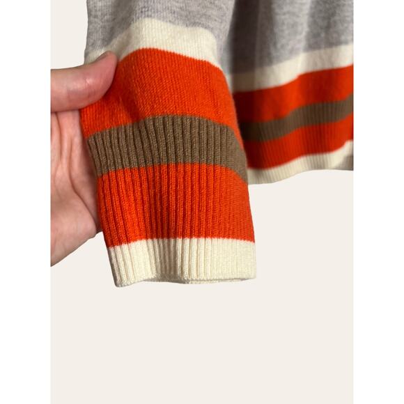 Eleventy Gray Red Striped 100% Cashmere Crewneck Pullover Sweater Size Large - Picture 3 of 12